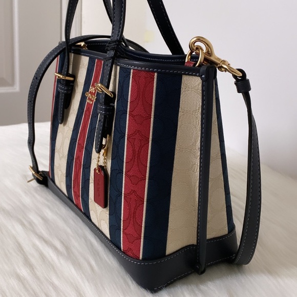 NWT💃Coach Mollie Tote 25 In Signature Jacquard With Stripes - Picture 3 of 13